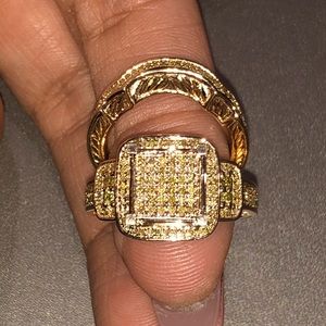 Mesmerizing custom made 10k gold vermeil REAL DIAMOND bridal ring set amazing!